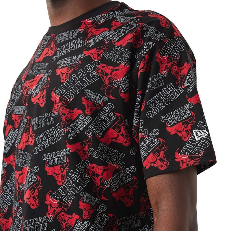 Camiseta New Era Chicago Bulls Logo Print Oversized Negros | SQ5894012