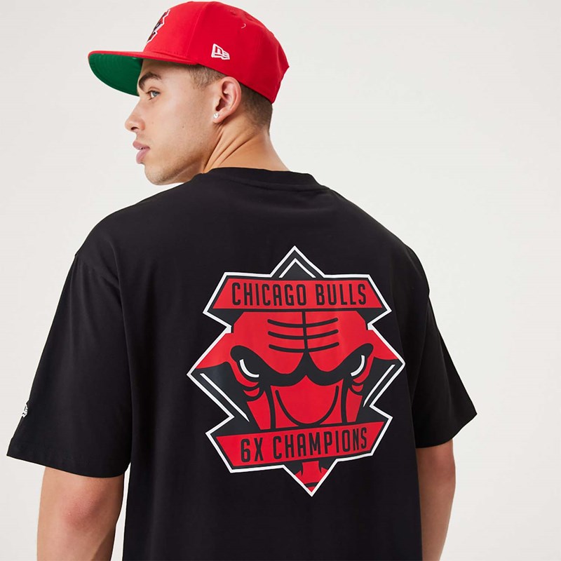 Camiseta New Era Chicago Bulls NBA Championship Oversized Negros | AO1469820