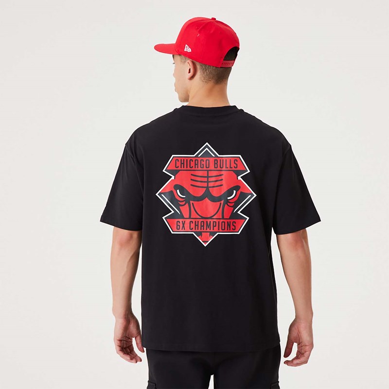 Camiseta New Era Chicago Bulls NBA Championship Oversized Negros | AO1469820