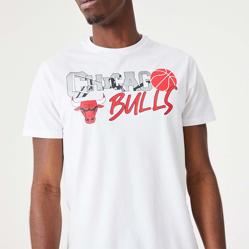 Camiseta New Era Chicago Bulls NBA Infill Estampados Blancos | RH6204835