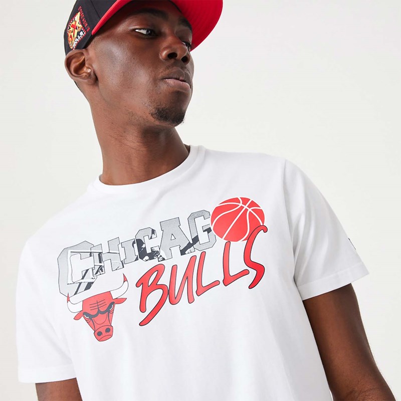 Camiseta New Era Chicago Bulls NBA Infill Estampados Blancos | RH6204835