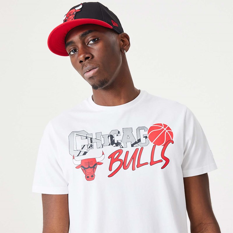 Camiseta New Era Chicago Bulls NBA Infill Estampados Blancos | RH6204835