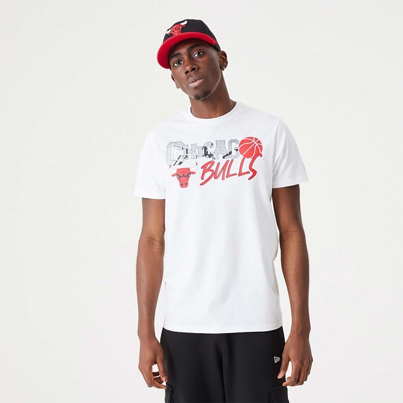 Camiseta New Era Chicago Bulls NBA Infill Estampados Blancos | RH6204835