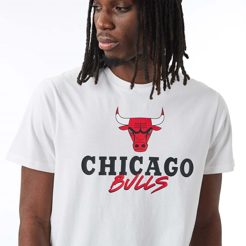 Camiseta New Era Chicago Bulls NBA Script Blancos | OS1823079