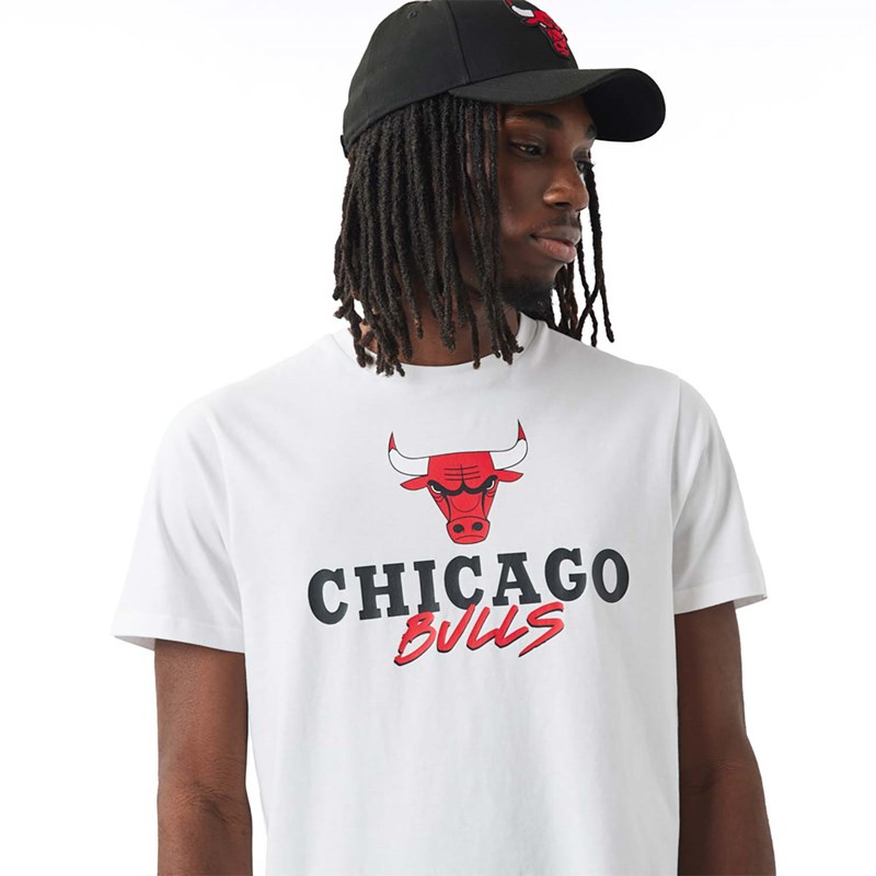 Camiseta New Era Chicago Bulls NBA Script Blancos | OS1823079