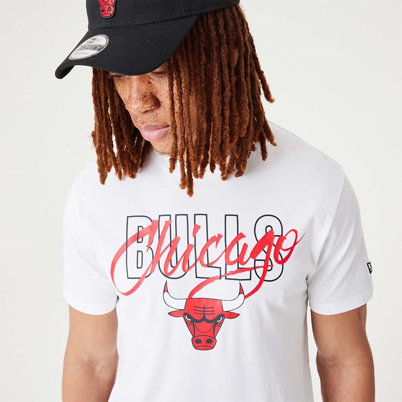 Camiseta New Era Chicago Bulls NBA Script Blancos | TL7148953