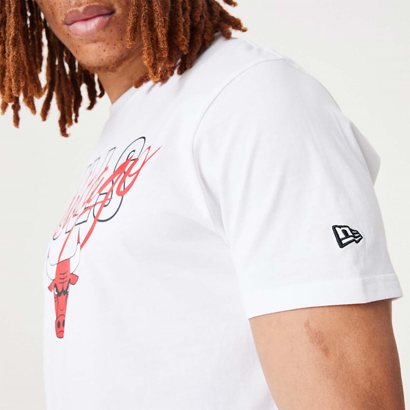 Camiseta New Era Chicago Bulls NBA Script Blancos | TL7148953