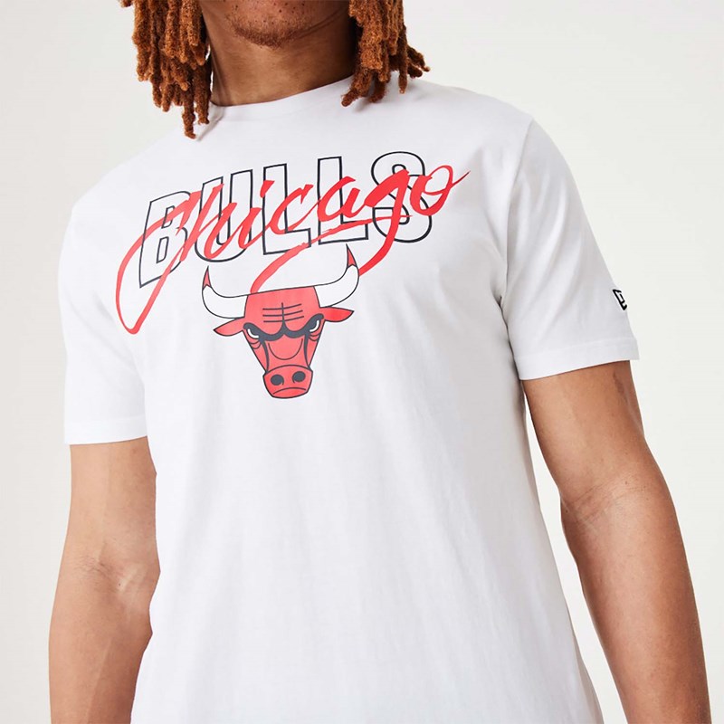 Camiseta New Era Chicago Bulls NBA Script Blancos | TL7148953