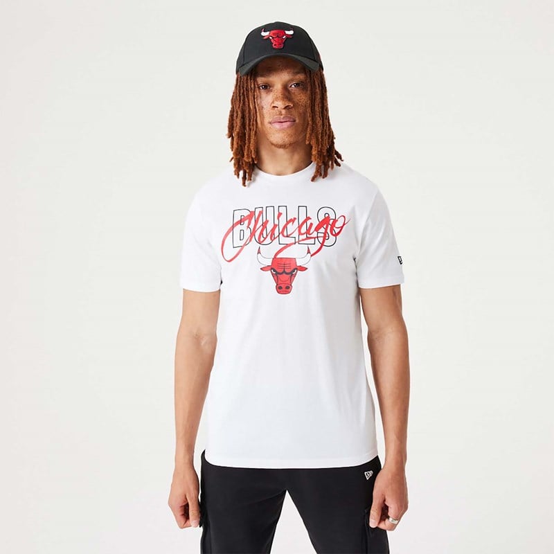 Camiseta New Era Chicago Bulls NBA Script Blancos | TL7148953