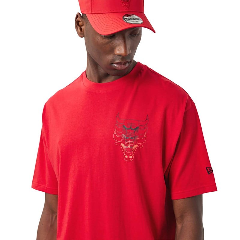 Camiseta New Era Chicago Bulls NBA Stacked Oversized Rojos | JH6509812