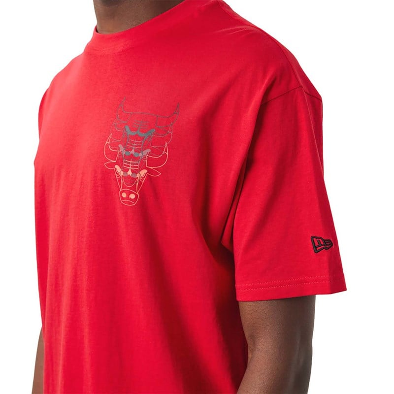 Camiseta New Era Chicago Bulls NBA Stacked Oversized Rojos | JH6509812