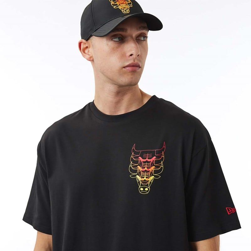 Camiseta New Era Chicago Bulls NBA Stacked Negros | YZ3190485