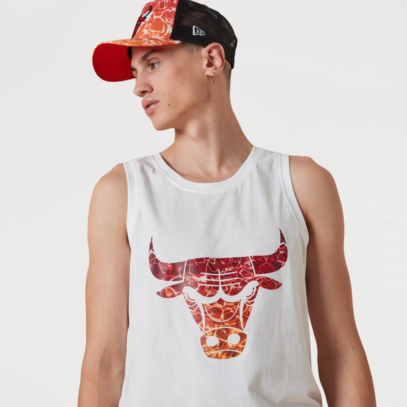 Camiseta New Era Chicago Bulls NBA Team Colour Agua Print Tank Top Blancos | ZP0742586