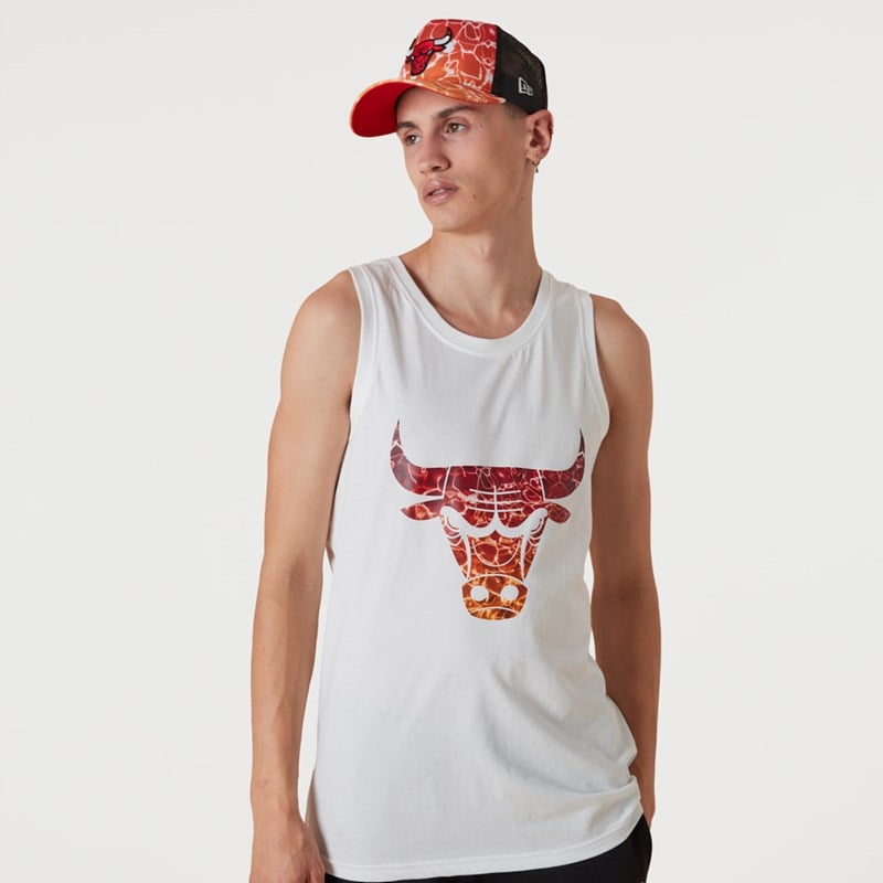 Camiseta New Era Chicago Bulls NBA Team Colour Agua Print Tank Top Blancos | ZP0742586