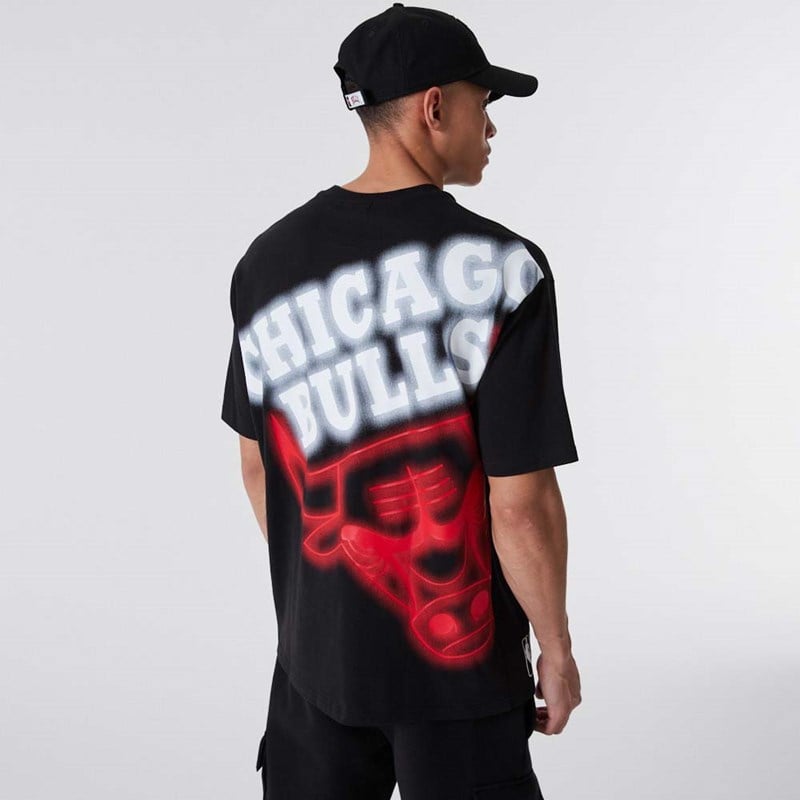 Camiseta New Era Chicago Bulls Neon Oversized Negros | RI8973645