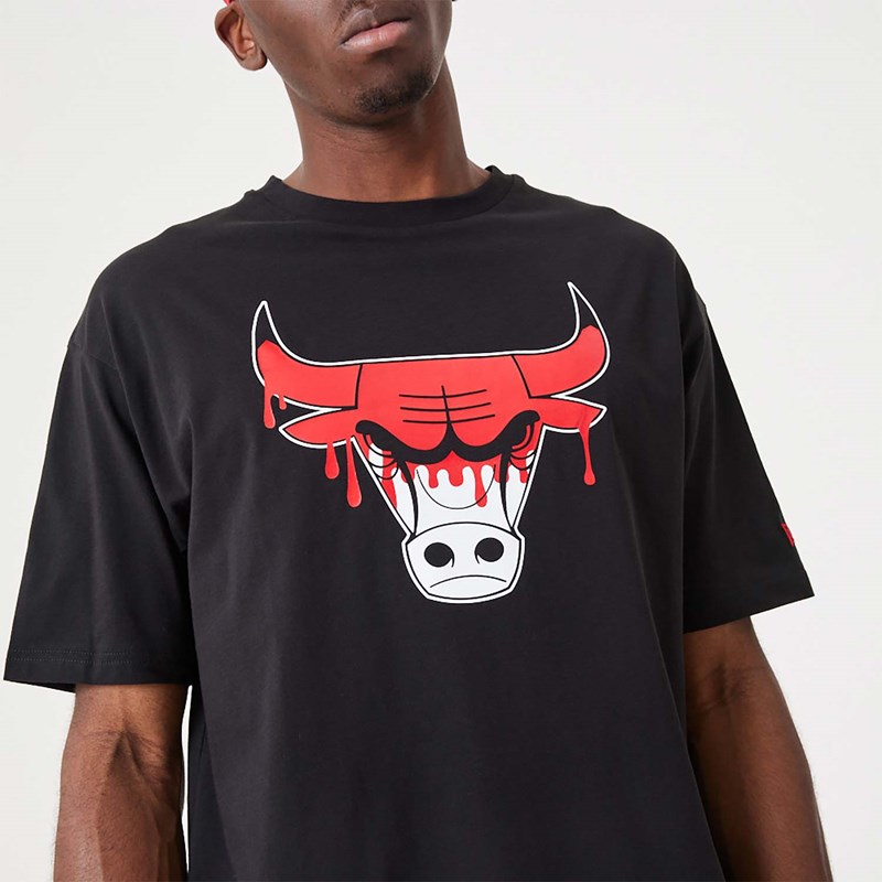 Camiseta New Era Chicago NBA Drip Logo Bulls Negros | UM9382756