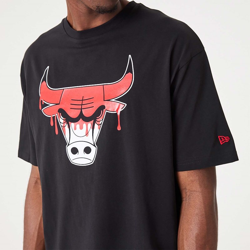 Camiseta New Era Chicago NBA Drip Logo Bulls Negros | UM9382756