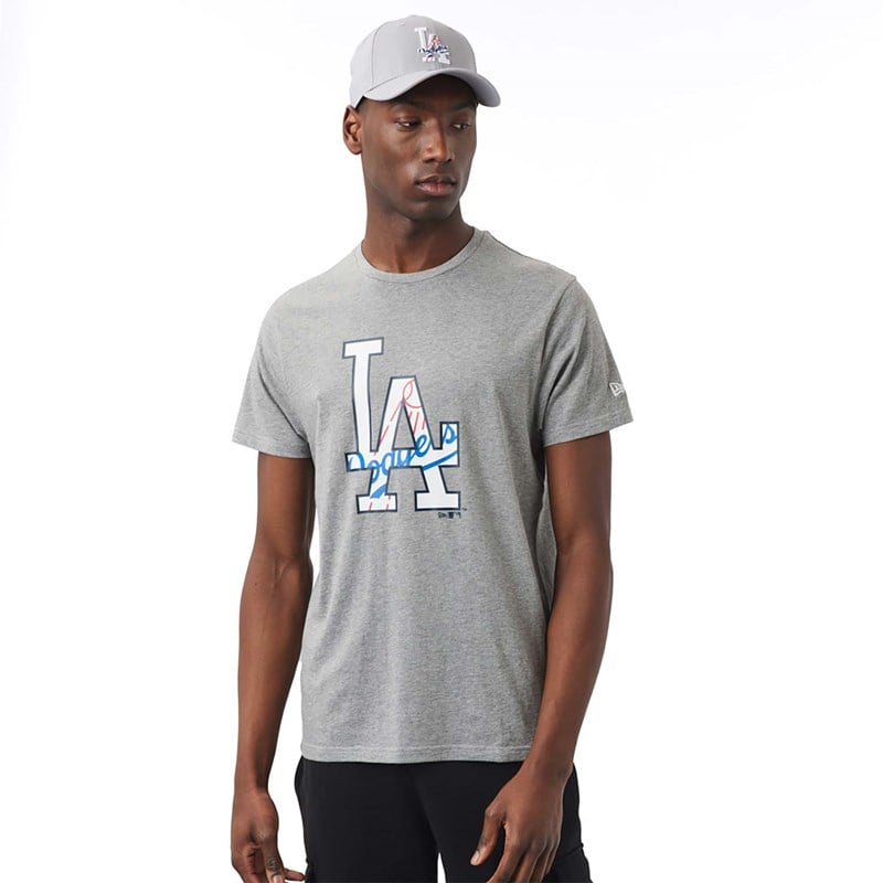 Camiseta New Era La Dodgers Double Logo Grises | TZ7031958