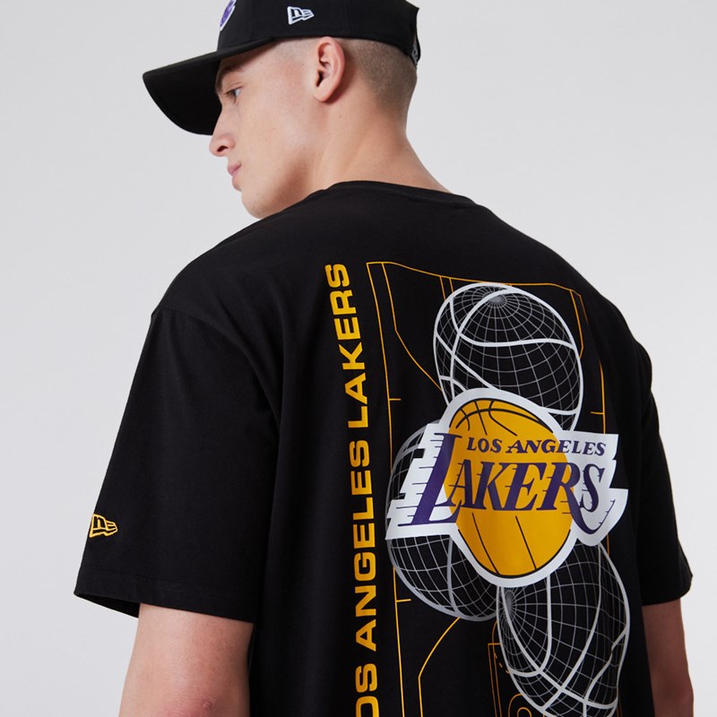 Camiseta New Era La Lakers Basketball Estampados Negros | HV9536287