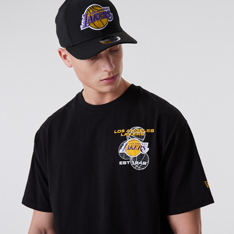 Camiseta New Era La Lakers Basketball Estampados Negros | HV9536287