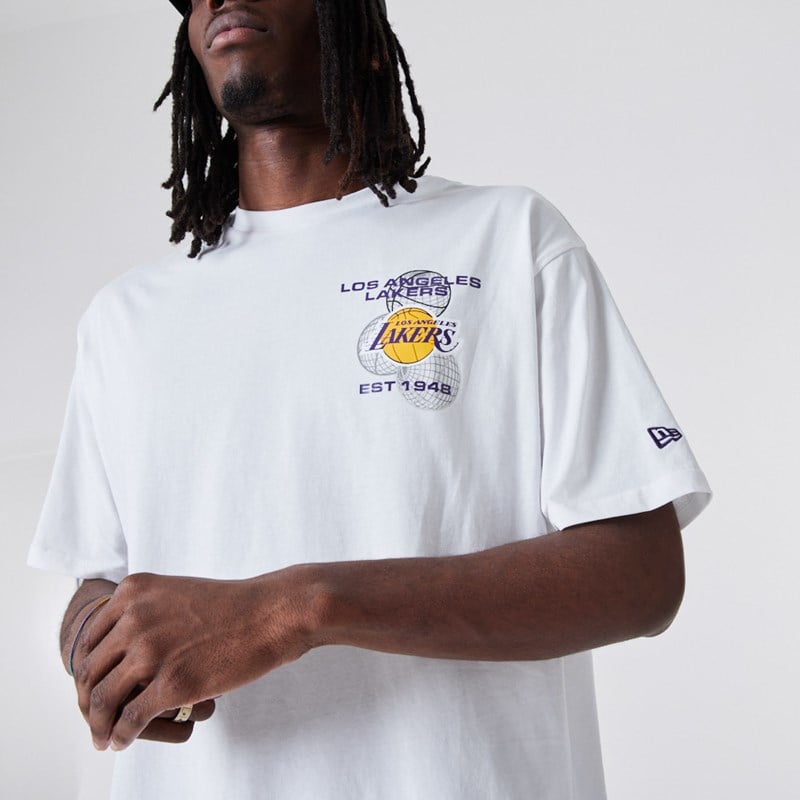 Camiseta New Era La Lakers Basketball Estampados Blancos | TH3459061