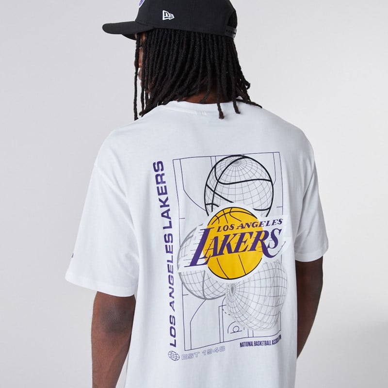 Camiseta New Era La Lakers Basketball Estampados Blancos | TH3459061