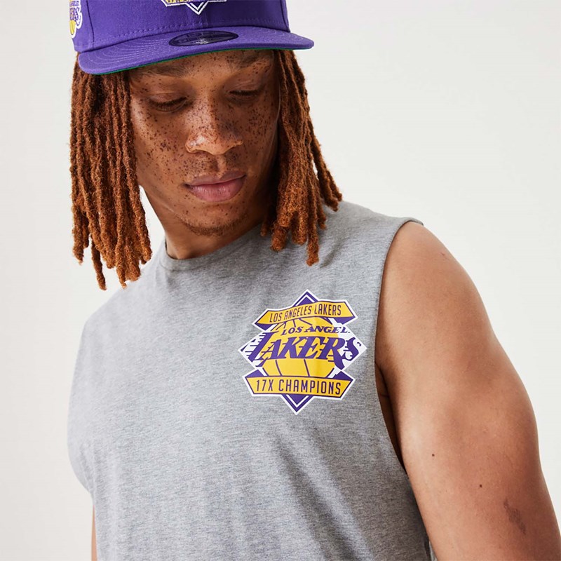 Camiseta New Era La Lakers NBA Championship Tank Top Grises | SC0614958