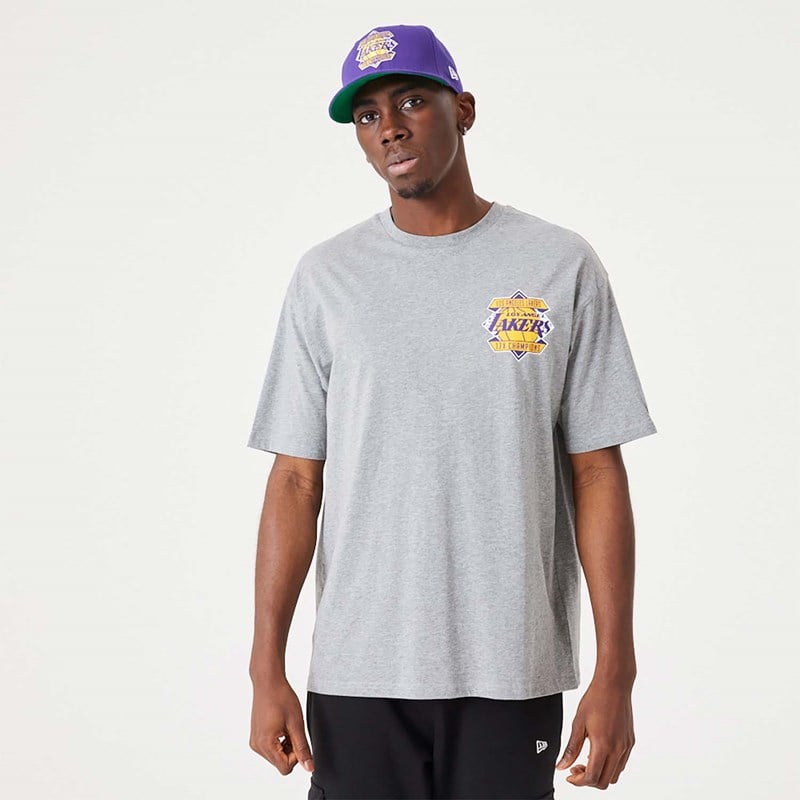 Camiseta New Era La Lakers NBA Championship Medium Oversized Grises | UE3745129