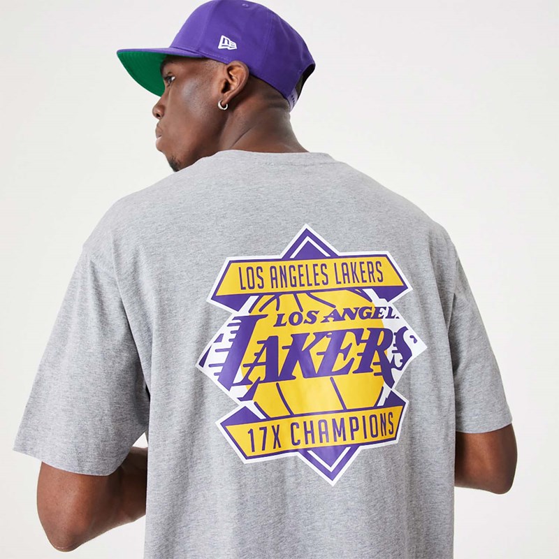 Camiseta New Era La Lakers NBA Championship Medium Oversized Grises | UE3745129