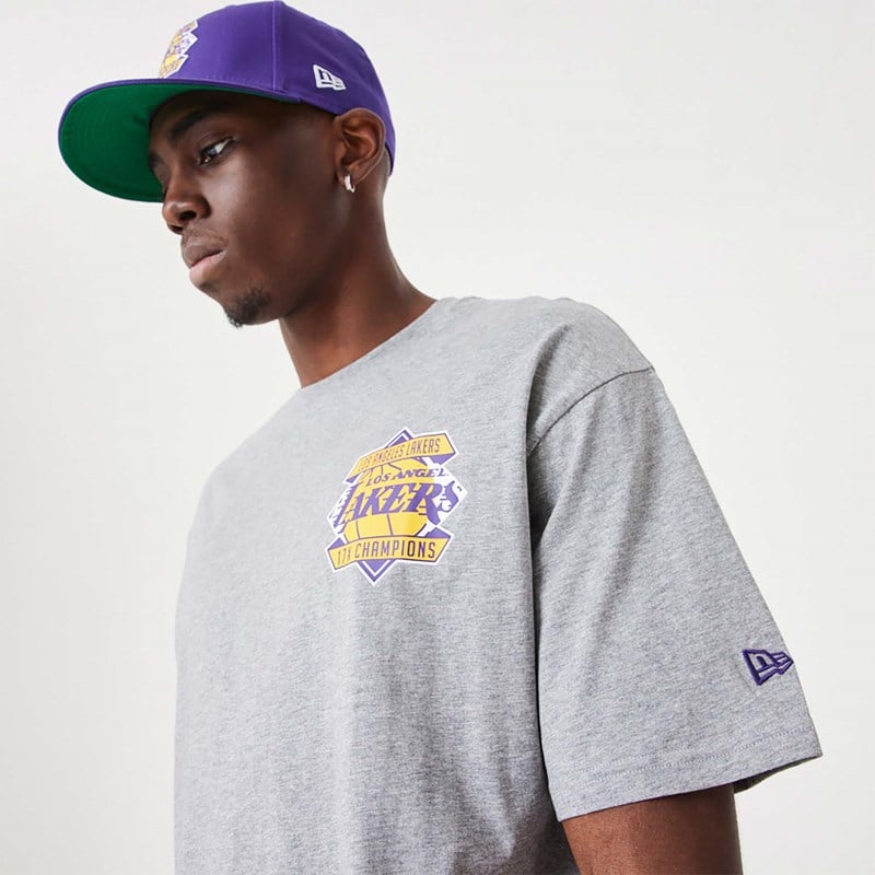 Camiseta New Era La Lakers NBA Championship Medium Oversized Grises | UE3745129