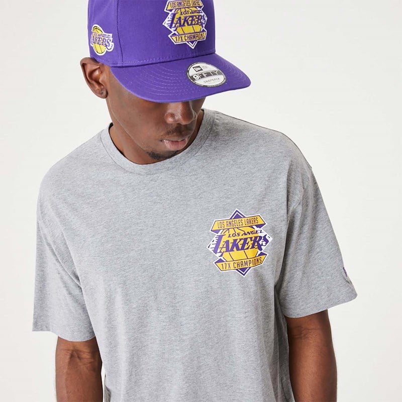 Camiseta New Era La Lakers NBA Championship Medium Oversized Grises | UE3745129