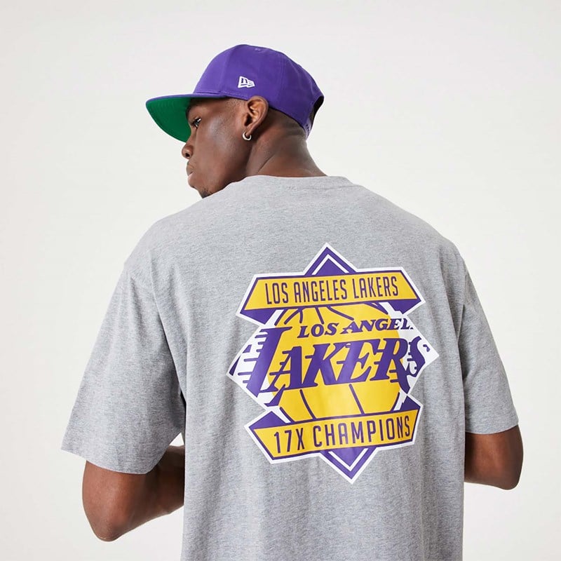 Camiseta New Era La Lakers NBA Championship Medium Oversized Grises | UE3745129