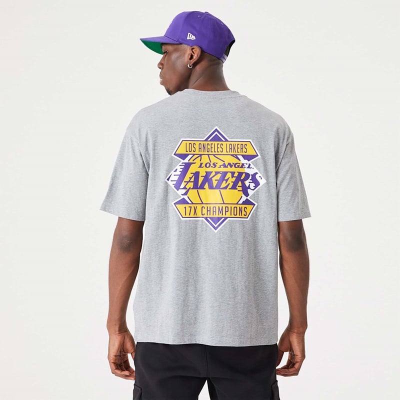 Camiseta New Era La Lakers NBA Championship Medium Oversized Grises | UE3745129