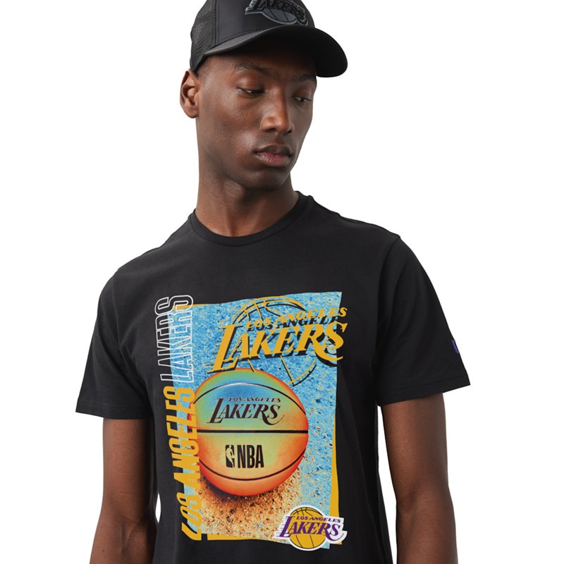 Camiseta New Era La Lakers NBA Hoop Estampados Negros | MW6728540