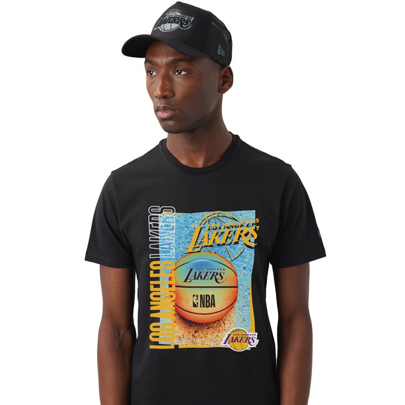 Camiseta New Era La Lakers NBA Hoop Estampados Negros | MW6728540