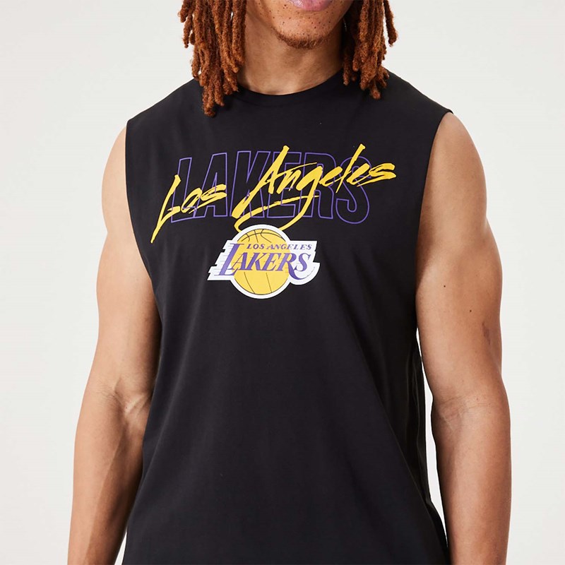 Camiseta New Era La Lakers NBA Script Essential Tank Top Negros | DJ7680423