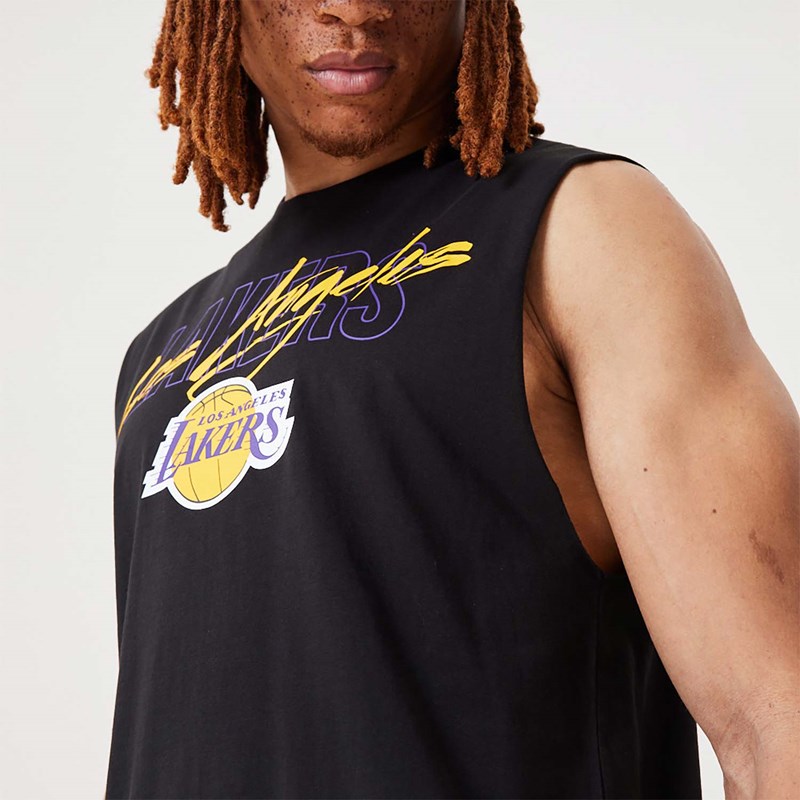 Camiseta New Era La Lakers NBA Script Essential Tank Top Negros | DJ7680423