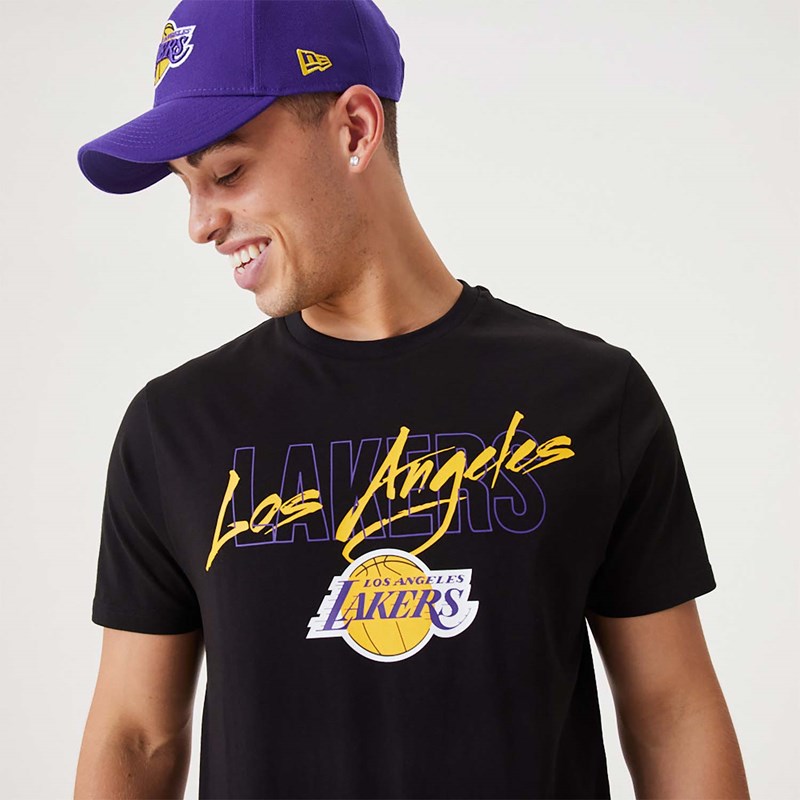 Camiseta New Era La Lakers NBA Script Negros | RP9521834