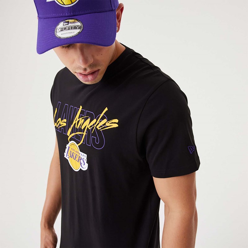 Camiseta New Era La Lakers NBA Script Negros | RP9521834