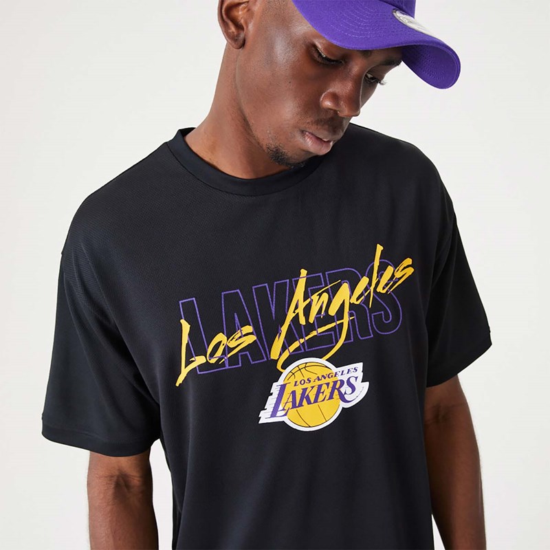 Camiseta New Era La Lakers NBA Script Oversized Negros | PZ9315487