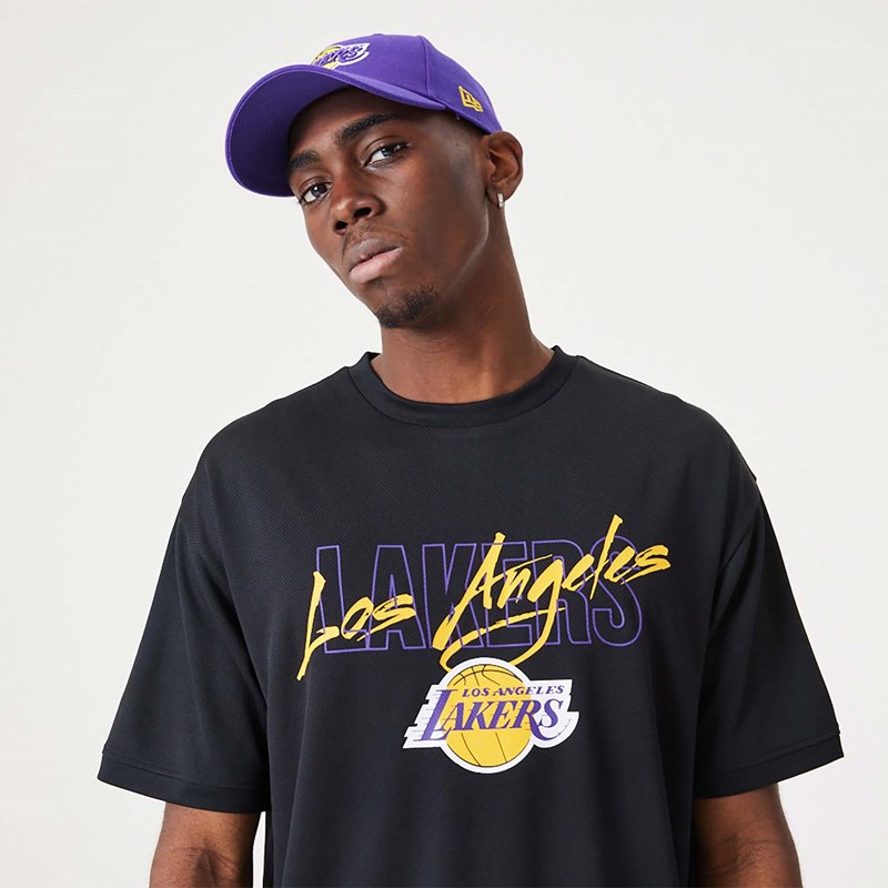 Camiseta New Era La Lakers NBA Script Oversized Negros | PZ9315487