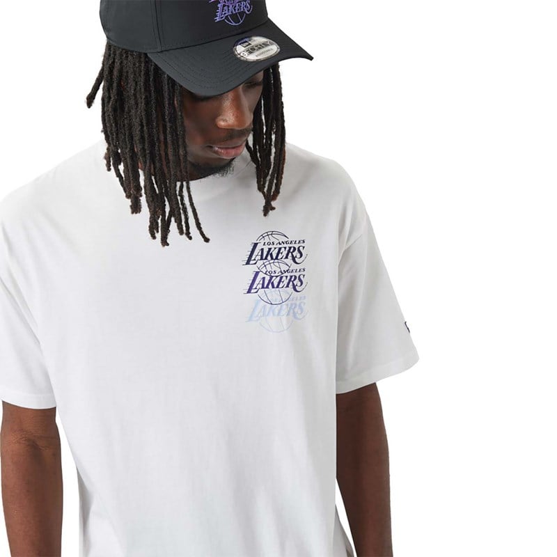 Camiseta New Era La Lakers NBA Stacked Oversized Blancos | MV4809237