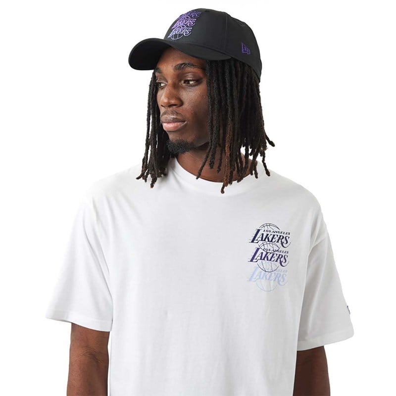 Camiseta New Era La Lakers NBA Stacked Oversized Blancos | MV4809237