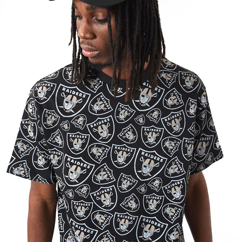 Camiseta New Era Las Vegas Raiders Logo Print Oversized Negros | XS8071562