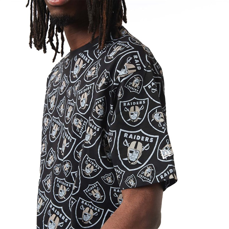 Camiseta New Era Las Vegas Raiders Logo Print Oversized Negros | XS8071562