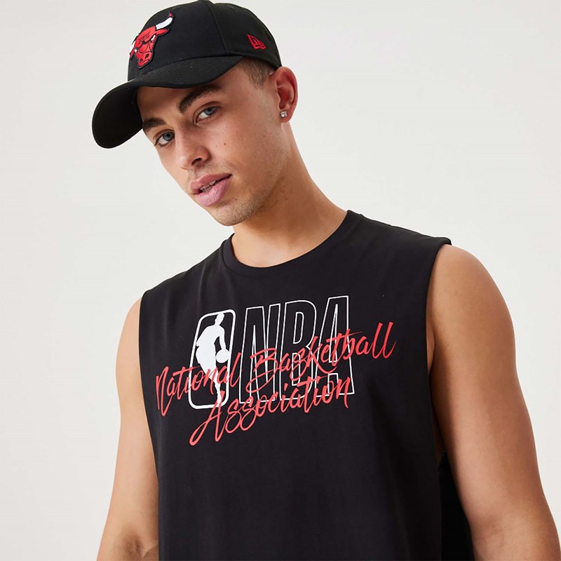 Camiseta New Era NBA Script Essential Tank Top Negros | WX0236851