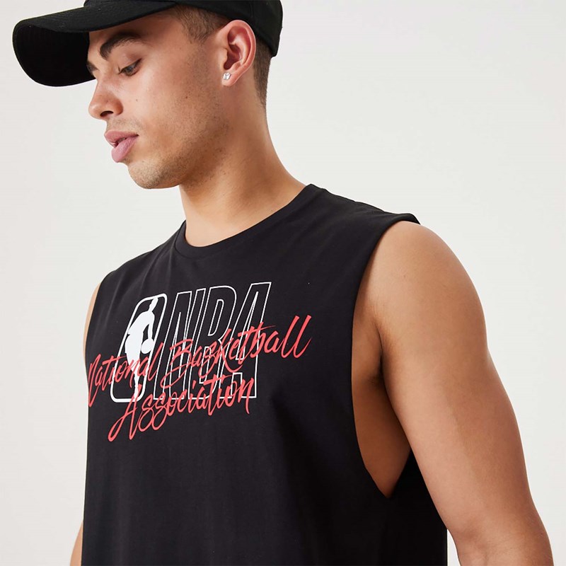 Camiseta New Era NBA Script Essential Tank Top Negros | WX0236851