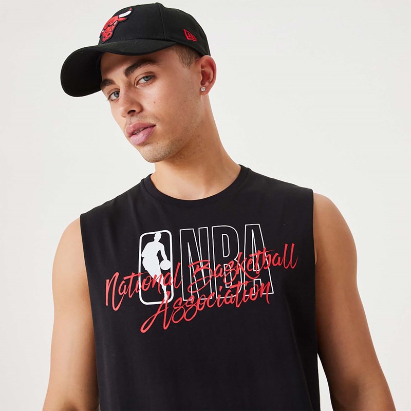 Camiseta New Era NBA Script Essential Tank Top Negros | WX0236851