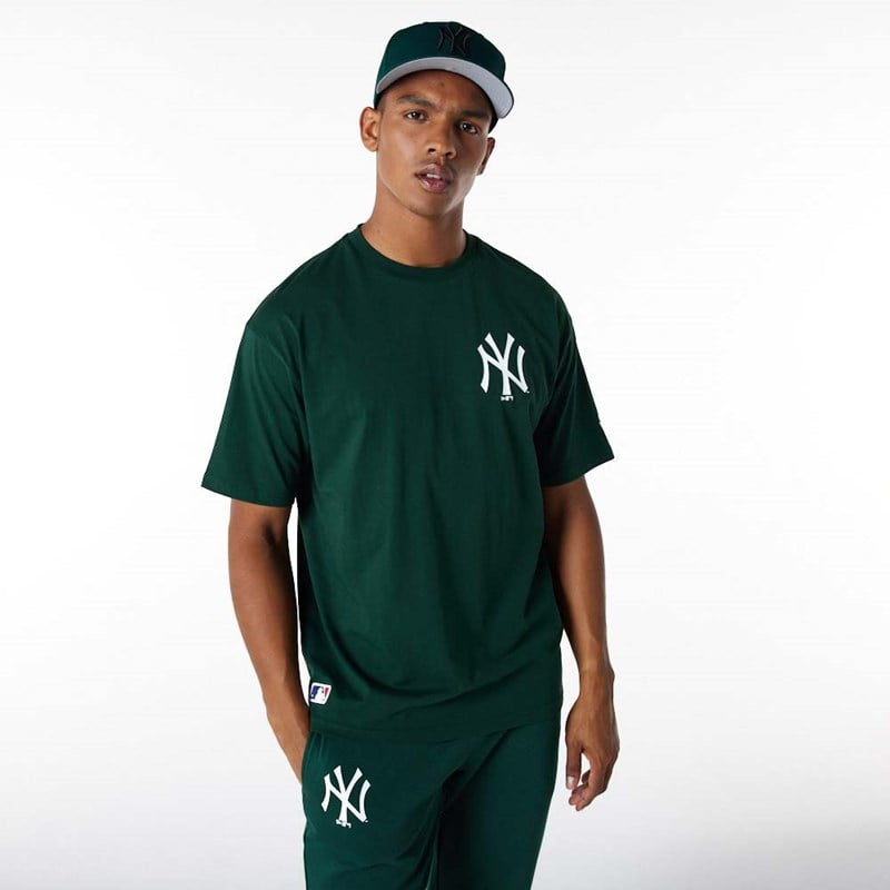 Camiseta New Era New York Yankees Essentials Oversized Verdes | UW0827315