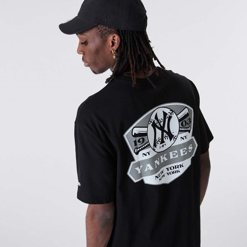 Camiseta New Era New York Yankees Estampados Oversized Negros | GW1039475